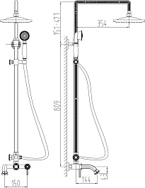 Milacio Душевая система Vitoria MC.101.1SL серебро – фотография-4